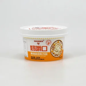 Thick Rigid Cold Chain Resistant Opaque Disposable Plastic Yogurt Pots with Clear In Mold Printed Logos