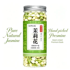 Top Grade Pure Jasmine Tea 35g Whole Dried Jasmine Tea Loose Leaf Non GMO No Sugar Added Natural Herbal Tea for Detox Gift Tin