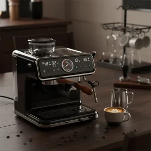Touchscreen Semi Automatic Brew System Espresso Machine Large Display Screen Portable with Hot Water System RV Commercial Use