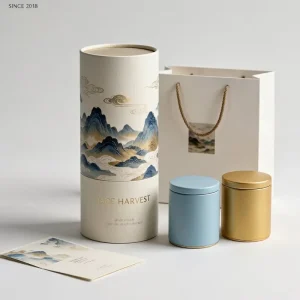Traditional Rigid Cardboard Round Tube Box for Oolong Pu erh Loose Leaf Tea Packaging Bespoke Branding