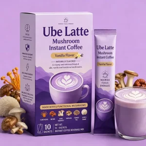 Ube Latte Vanilla Mushroom Latte Instant Coffee Powder Protein Coffee with Cordyceps Reishi Function Wellness Ube Powder