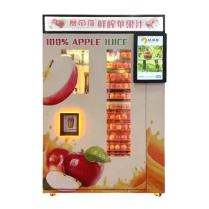 Unattended Retail Fresh Apple Juice Kiosk Cashless Robotic Fruit Beverage Dispenser with Self Cleaning System