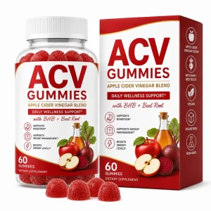 Vegan Apple Cider Vinegar Gummies 500mg ACV BHB Salts Beet Root Pomegranate Vitamin B12 No Sugar Pectin Based