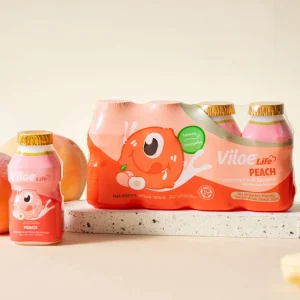 Viloe Peach Flavored Lactobacillus Beverages Rich Gut Protecting Probiotics Include Water Milk Sugar Bottles Soft Drinks