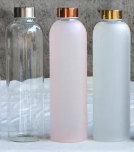 Water Bottle with Excitation Time Stamp 32 oz 1 Liter BPA Free Matte Glass Leakproof Durable Water Bottle