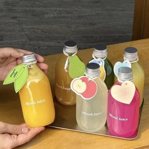 Water Drop Juice Bottle 350ml Fresh Fruit and Vegetable Juice in PET Plastic Bottle Pressed Juice Printable Logo for Soda Beer