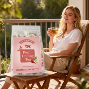 White Peach Blended Oolong Slimming Tea Triangle Bag & Box Packaging Iced Brew Formula for Hotel/Coffee Shops