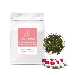 White Peach Oolong Teabags OEM Packaging Customized Labels Fruit Flavor Oolong Tea Mixed Blended Pyramid-shaped Tea Bags