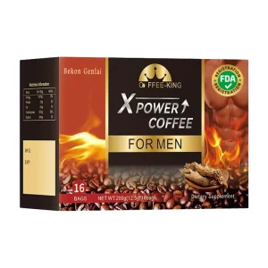 X Power Direct Sugar Free Instant Herbal Black Coffee for Men Bitter Taste Energy Powder in Box Packaging